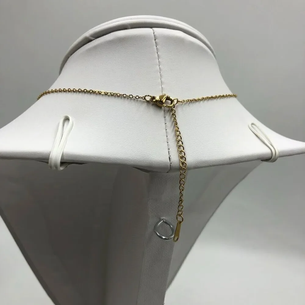 18K Gold Plated Women's Cubic Zirconia Dual Interlocking Heart Necklace Love